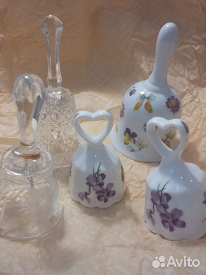 Колокольчики фарфор хрусталь стекло металл