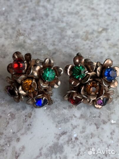 Антикварные серебряные серьги на винтах