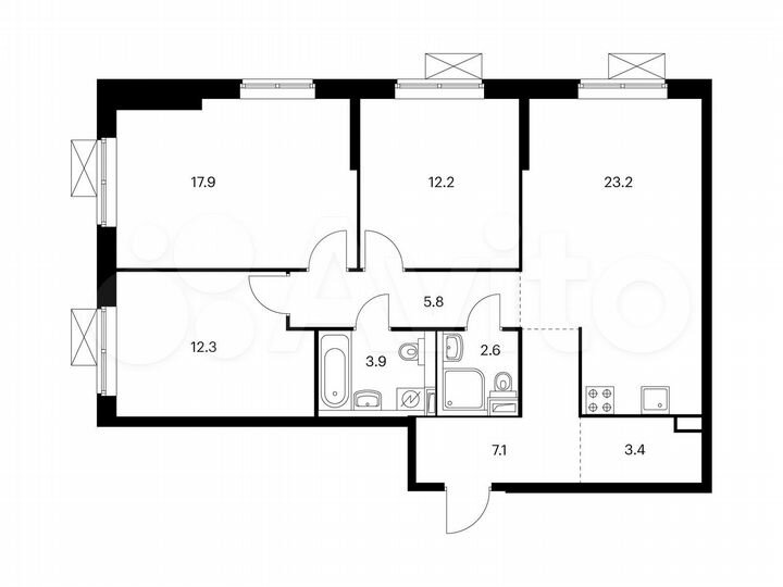 3-к. квартира, 88,4 м², 4/33 эт.