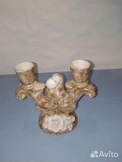 Подсвечник керамический на две свечи винтаж