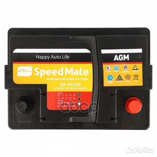 АКБ speedmate AGM 12V 60Ah 680A 242x175x190 /+