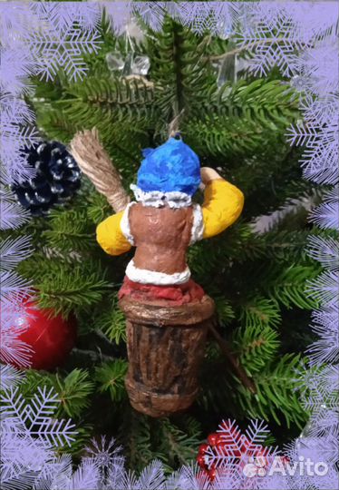 Новогодняя ёлочная ватная игрушка(Баба Яга 3шт.)