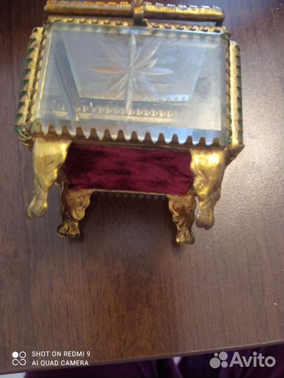 Шкатулка 30-40 х годов фацетное стекло СССР