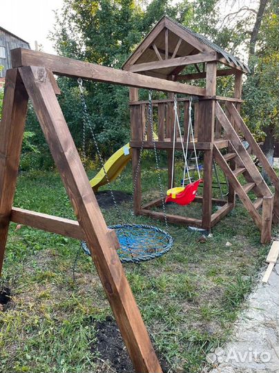 Качели 90 см с синей сеткой