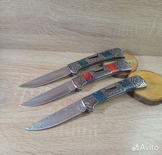 Нож складной дамаск светящийся