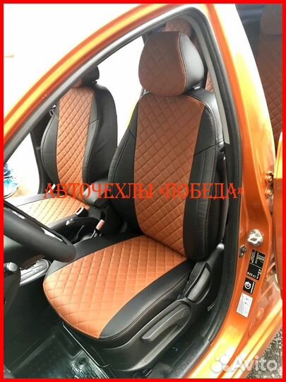 Чехлы Hyundai Solaris 1 Sd из экокожи чёрно-коричн