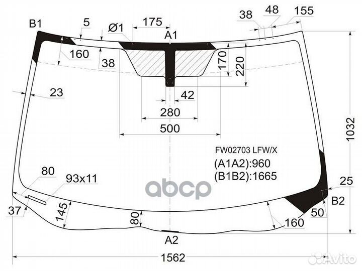Стекло лобовое acura MDX 06-13 FW02703 LFW/X XYG