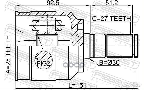 ШРУС внутренний левый к-кт25X30X27 Hyundai I40