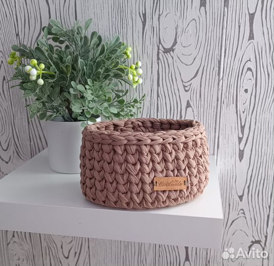 Корзинка из трикотажной пряжи