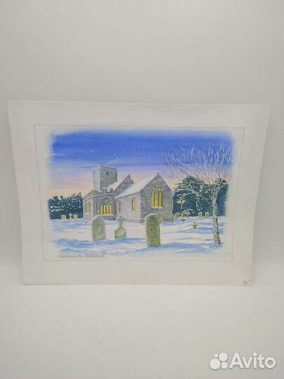 Акварель Часовня на кладбище 28*36 см