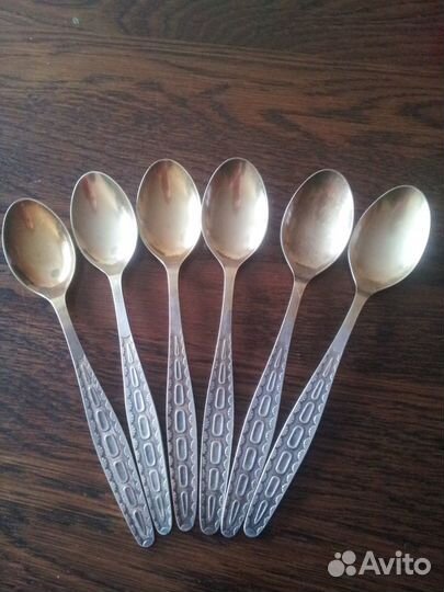 Ложки мельхиоровые чайные с позолотой