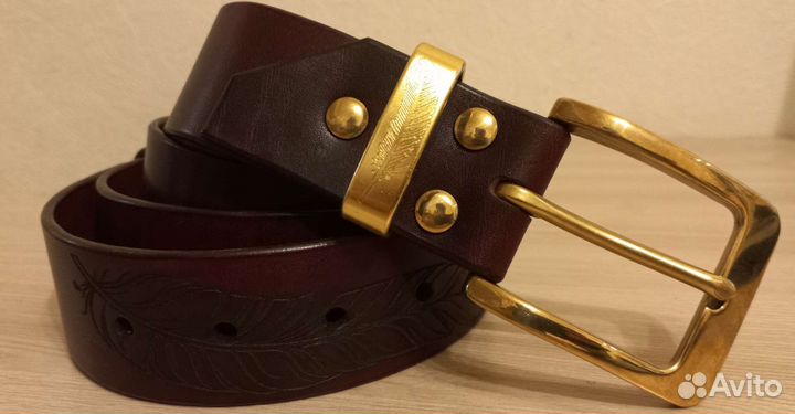 Мужской ремень ручной работы натуральная кожа