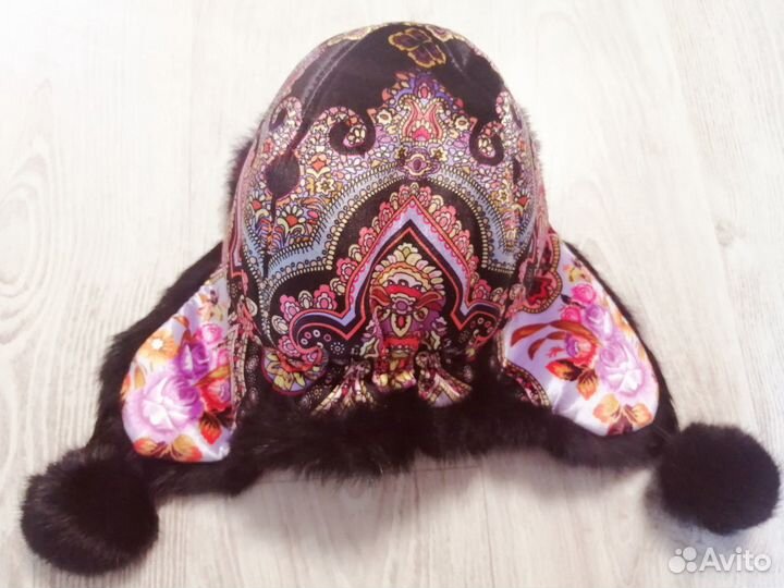 Шапка и варежки мех кролика