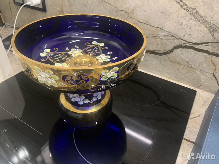 Цветной хрустальная ваза для фрукт богемя)