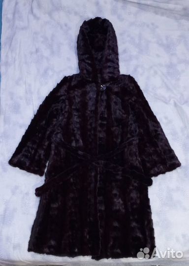 Шуба норковая, с капюшоном