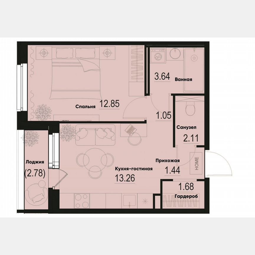 1-к. квартира, 37,4 м², 1/12 эт.