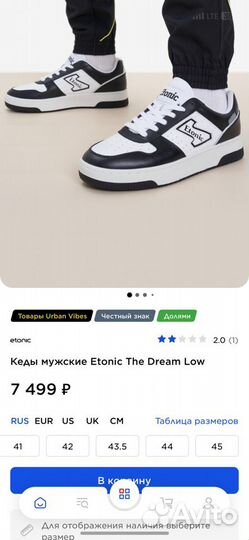 Кеды мужские Etonic The Dream Low