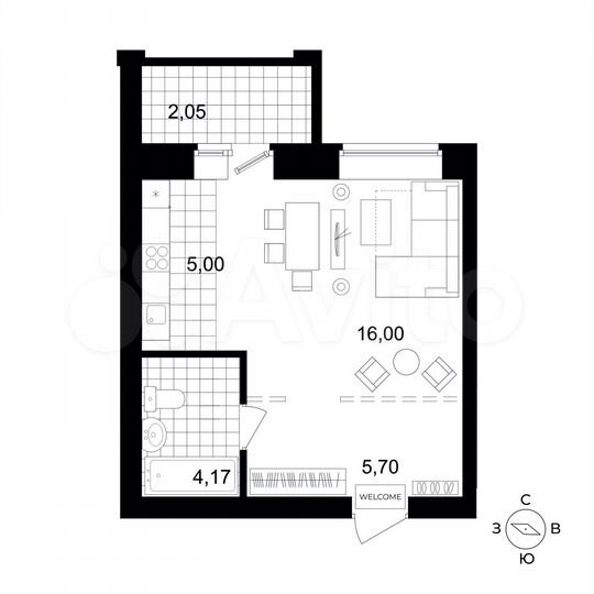 1-к. квартира, 31 м², 2/4 эт.