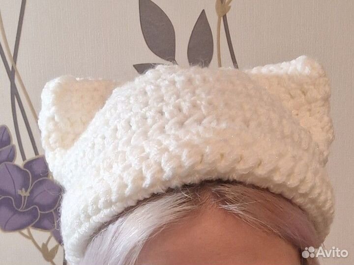 Шапка вязаная с ушками