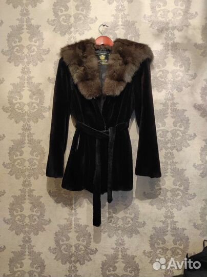 Шуба норковая с капюшоном соболь размер 46