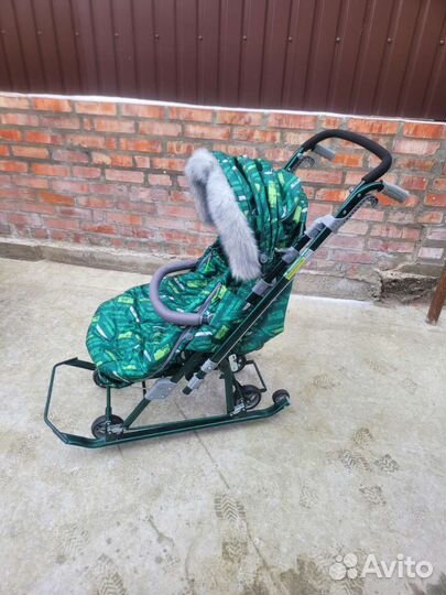 Коляска - санки Ника Зелёный нд7-8SK-дм/2