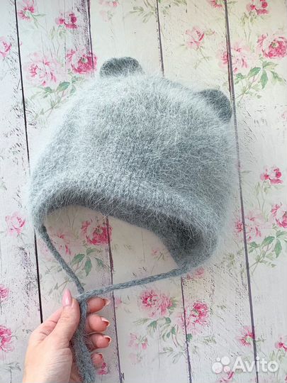 Шапка мишка детская зимняя