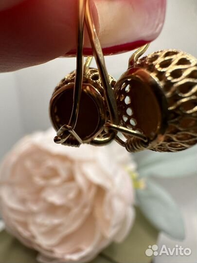 Золотые серьги шары 585 пробы