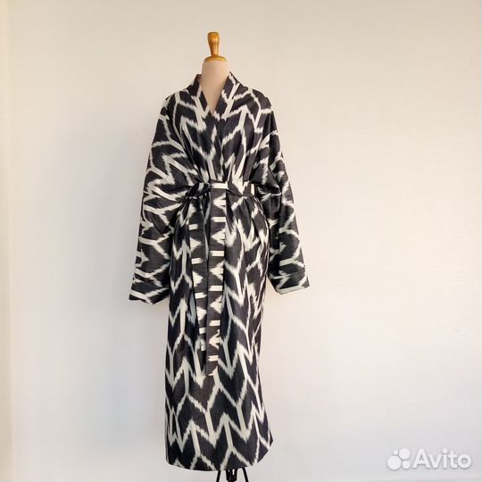 Узбекский чапан. Бохо пальто. Кимоно из иката