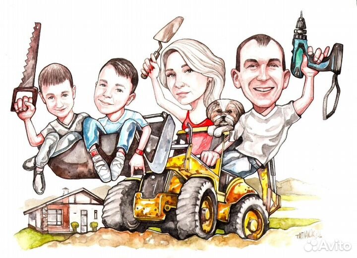 Шарж по фото шаржист на мероприятие портет