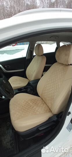 Авточехлы Ромб Экокожа и Алькантара бежевые