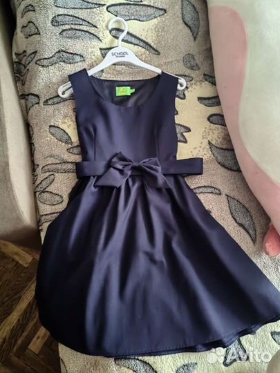 Школьный сарафан синий 140