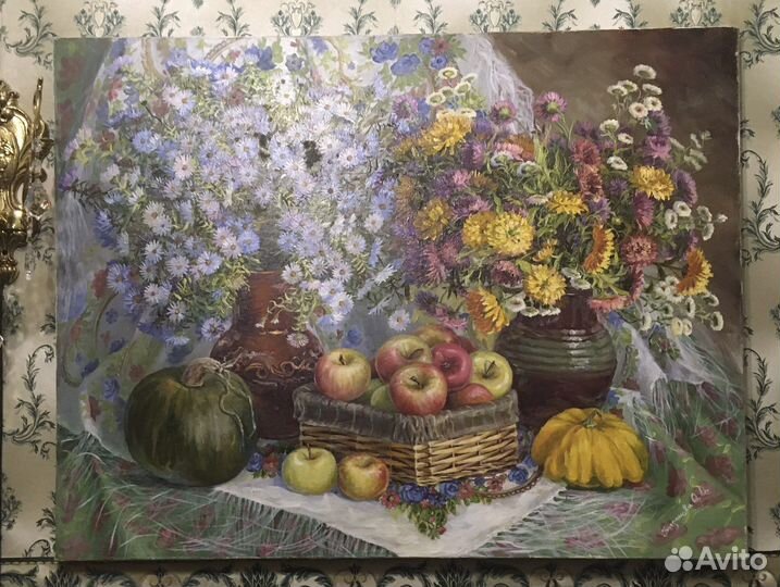 Натюрморт «Голубые ромашки» холст, масло