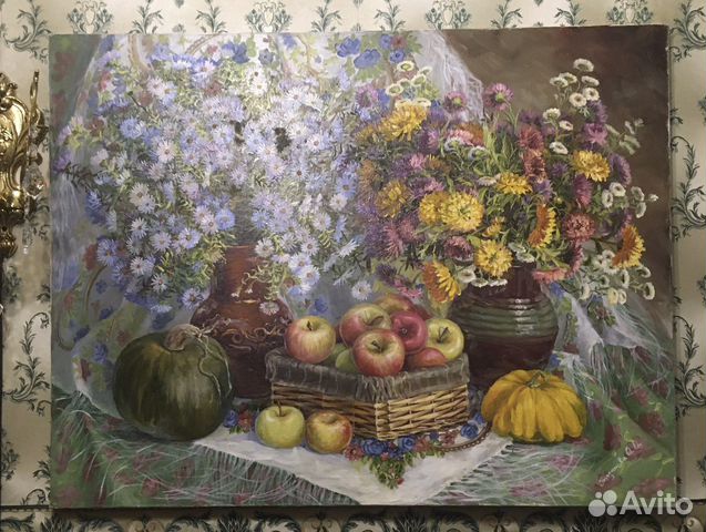 Натюрморт «Голубые ромашки» холст, масло