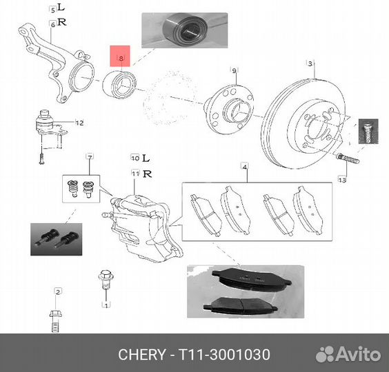 Подшипник ступицы передней без ABS 80*42*45