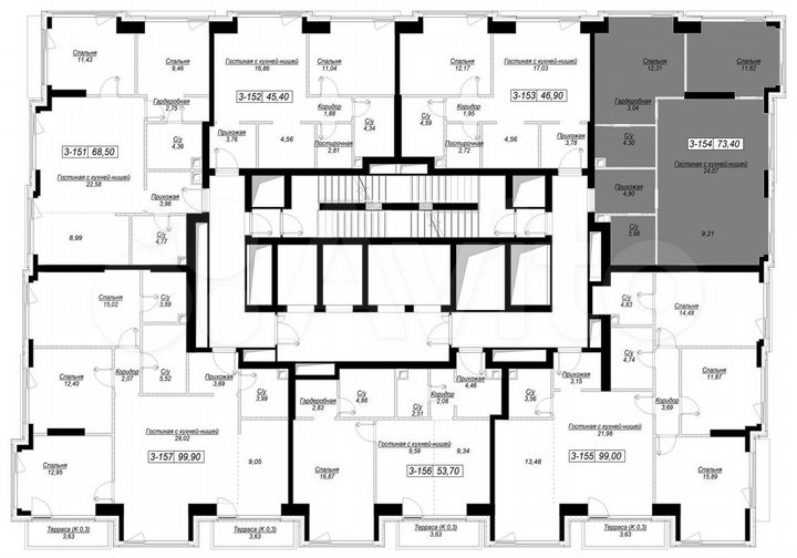 2-к. квартира, 73,4 м², 21/41 эт.