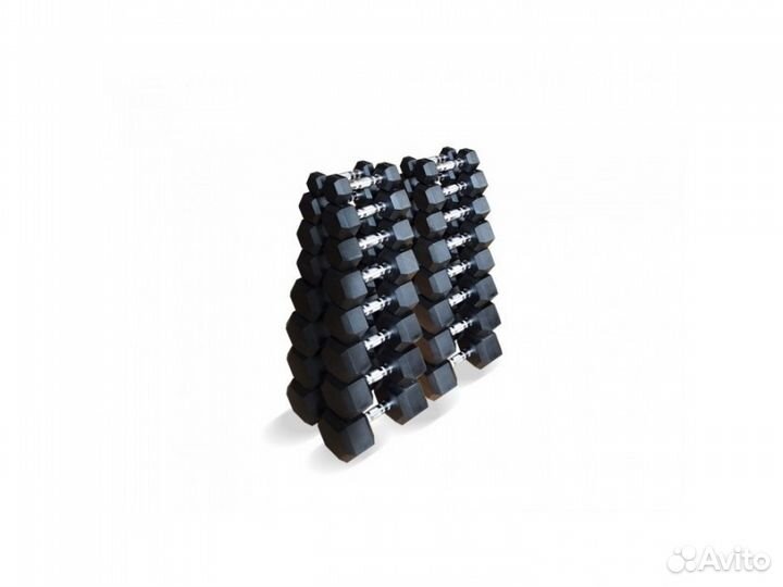 Набор гексагональных гантелей 16 пар от 1 до 25 кг