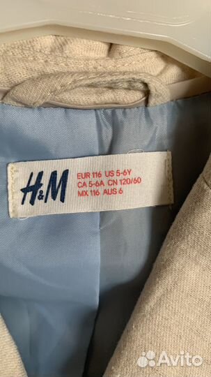 Льняной пиджак H&M 116 5-6 лет