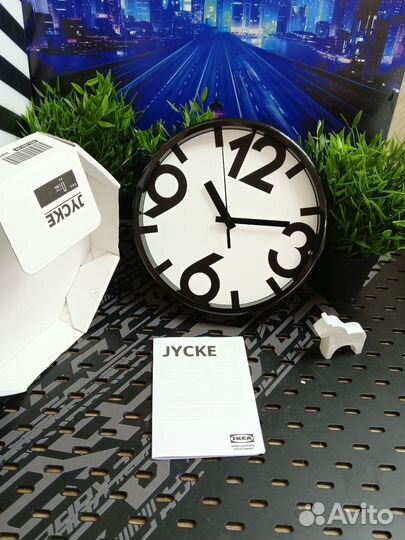 Часы настенные кварцевые икеа юкке, белый/черный