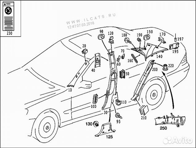 Накладка на стойке Mercedes Benz S-class w220 19