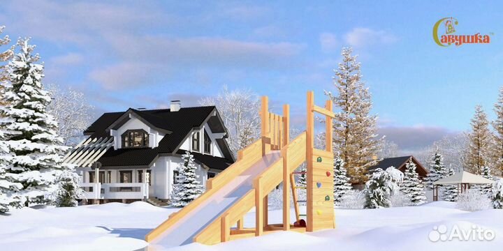 Детский спортивный комплекс с крышей для дачи