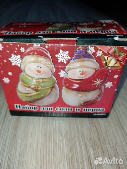 Набор для соли и перца снеговики