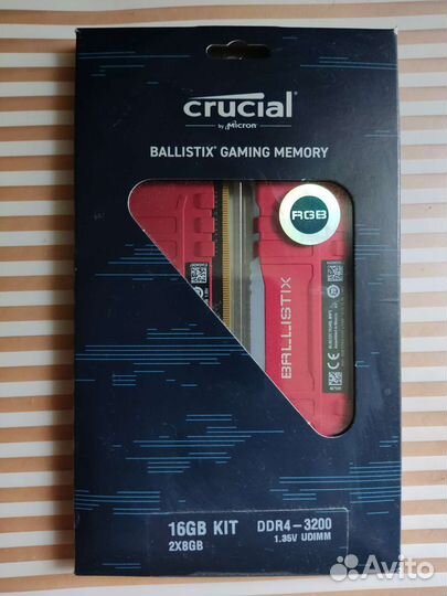 Опер. память Crucial Ballistix DDR4 2х8gb 3200 RGB