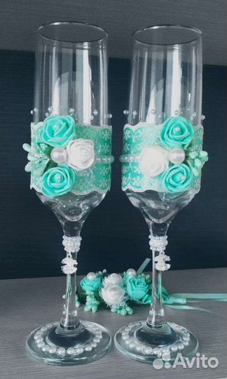 Свадебные фужеры + бутанерка