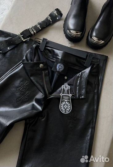 Chrome hearts брюки экокожа