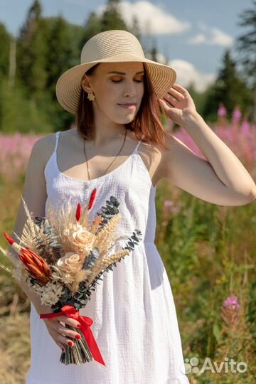 Свадебный букет из сухоцветов в стиле бохо