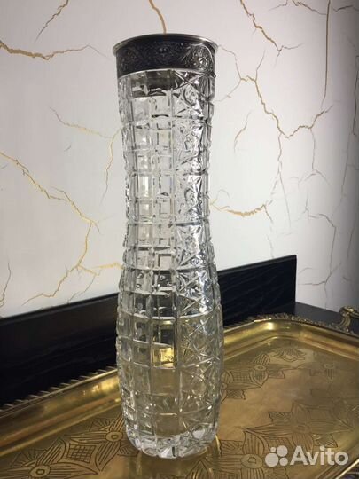 Парные вазы хрусталь с серебром 875 пробы