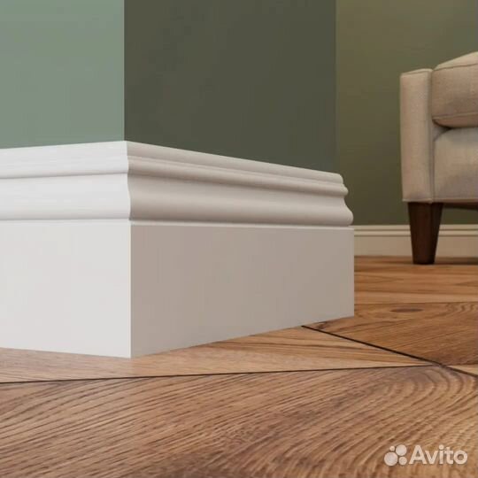 Плинтус напольн. из мдф белый, до 2,4 м