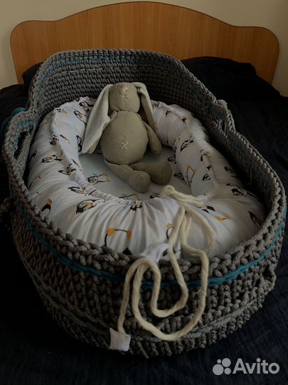 Вязаная люлька с матрасом «кокон»