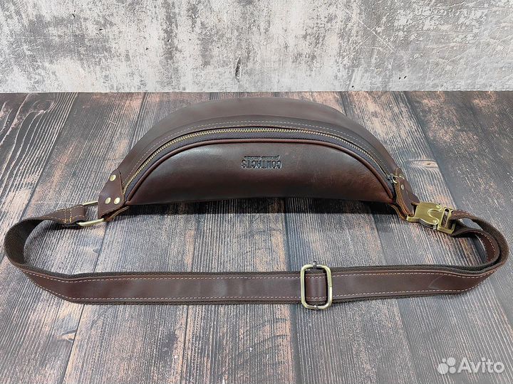 Сумка мужская на пояс бананка натуральная кожа