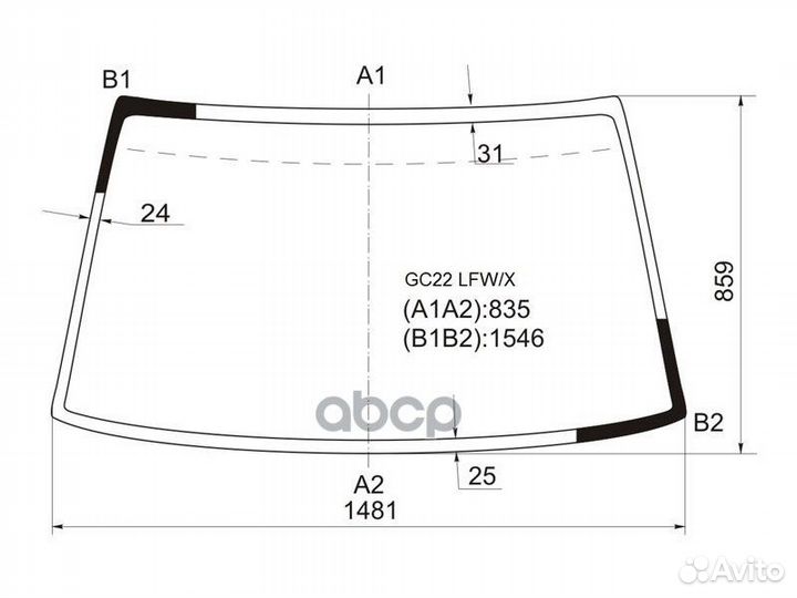 Стекло лобовое Nissan Largo 87-92 / Vanette 85-93